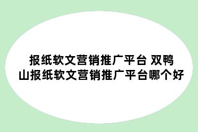 报纸软文营销推广平台 双鸭山报纸软文营销推广平台哪个好